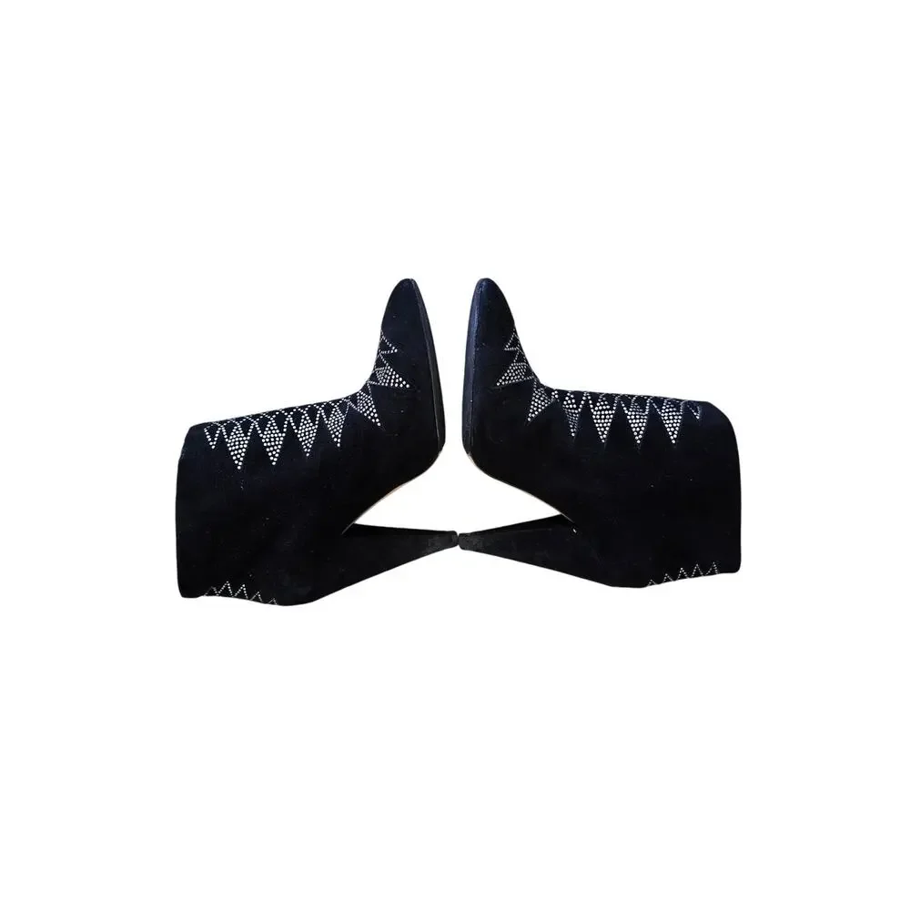 IRO Studded Embellished Suede Leather Black Kimmy Ankle Western Boots 40EU 9.5US - Picture 5 of 9